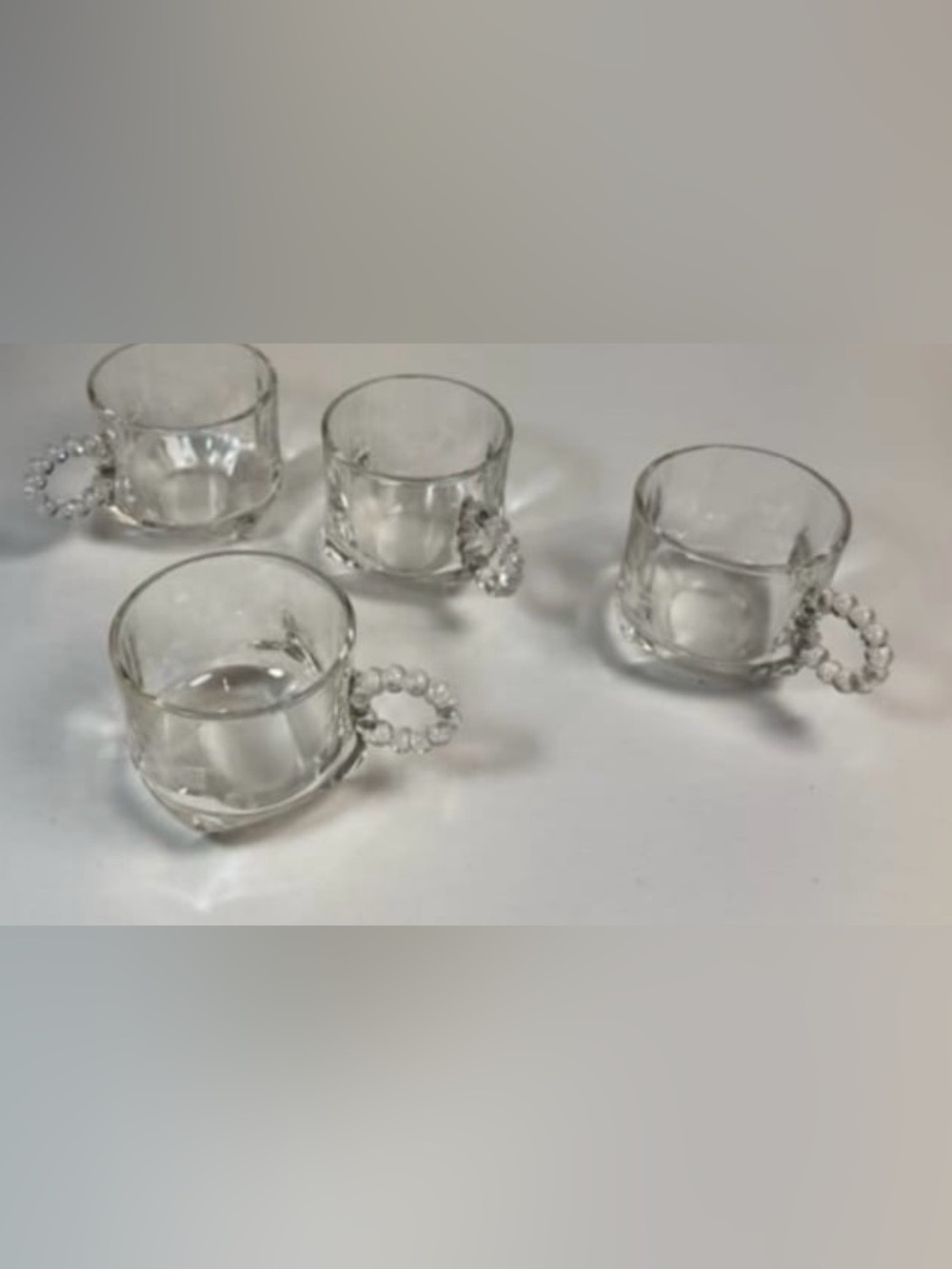 Vintage Hazel Atlas Orchard Crystal Snack, Sip and Smoke platters cups - Picture 7 of 8